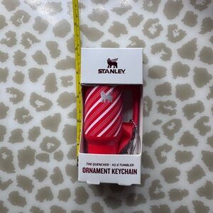 Stanley Red and White Striped Keychain